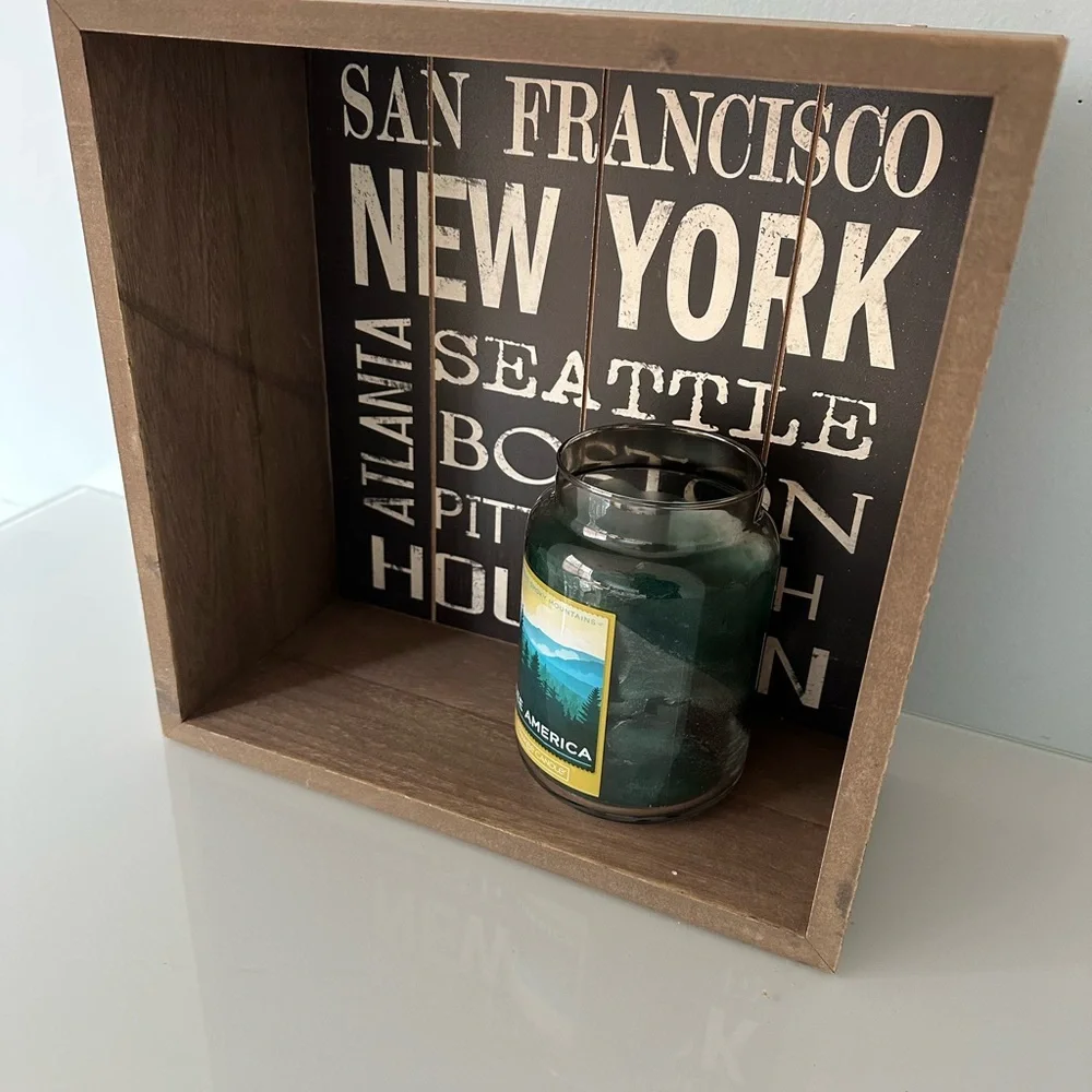 WOOD GALLERY WALL/BOX NEW YORK SAN FRANCISCO CITIES HOME DECOR 12x12